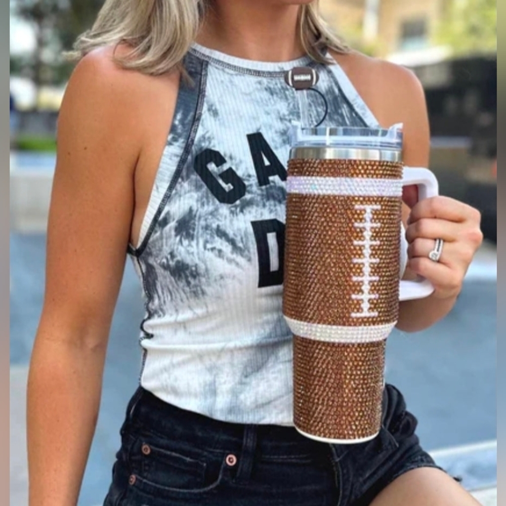 Football Design Tumbler with Handle